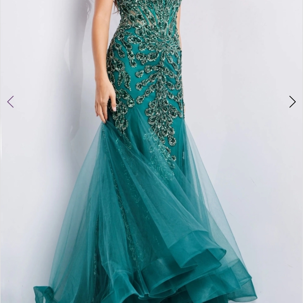 Jovani Green Sequin Sweetheart Gown Prom